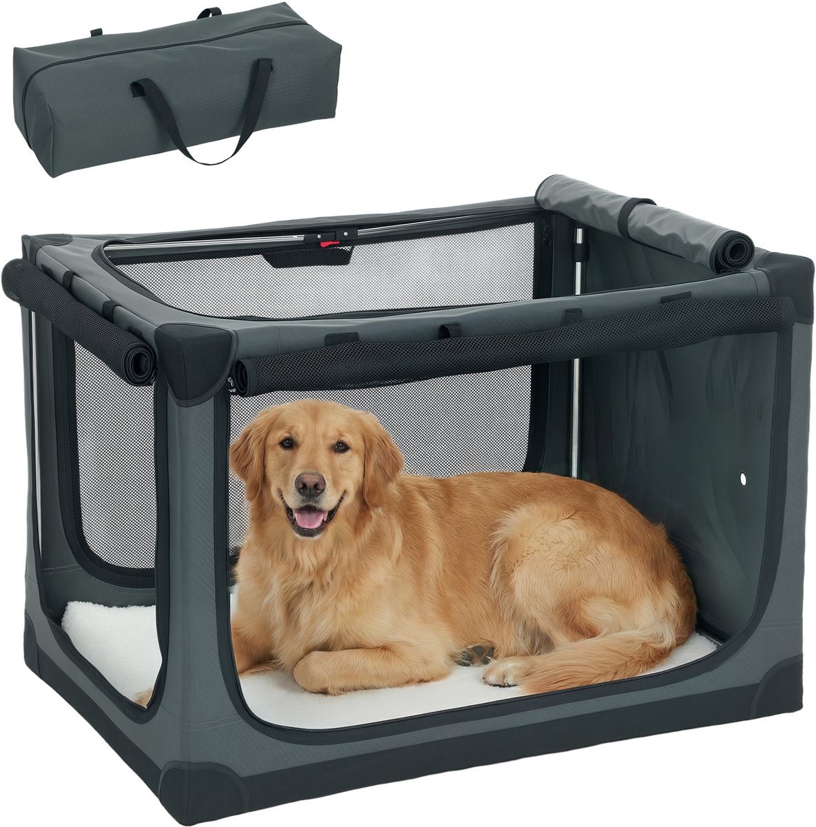 PawHut Draagtasje voor huisdieren-600D Oxford-stof, roestvrij staal-90L x 64B x 64H cm-Groen