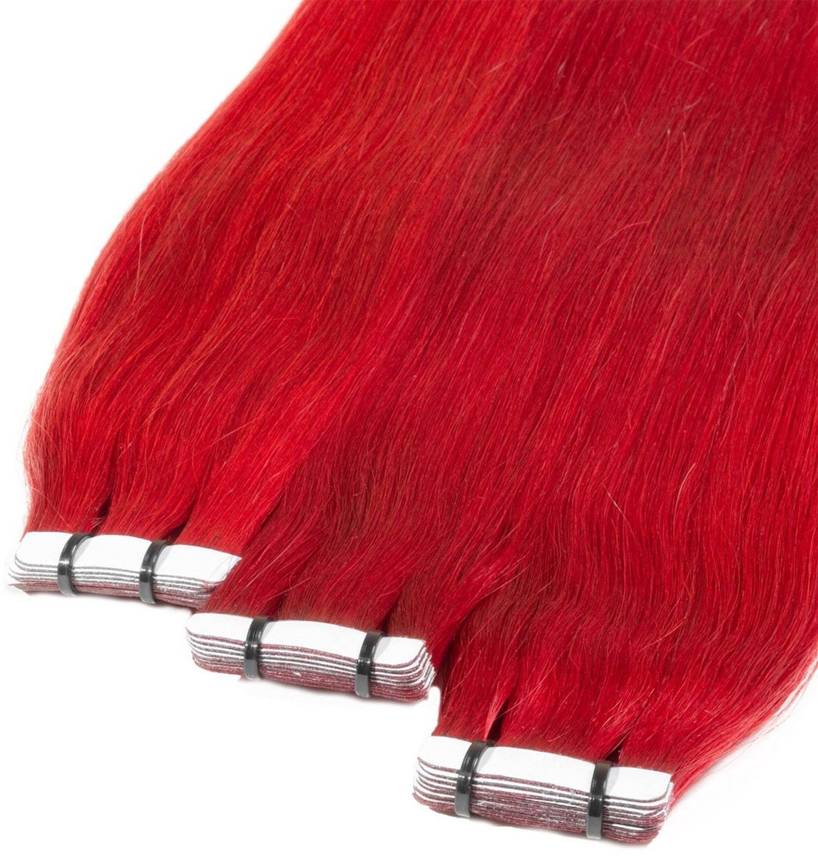 hair2heart Premium Tape Extensions Echt haar glad - 10 tapes 2,5 g 60 cm 0/44 intensief rood