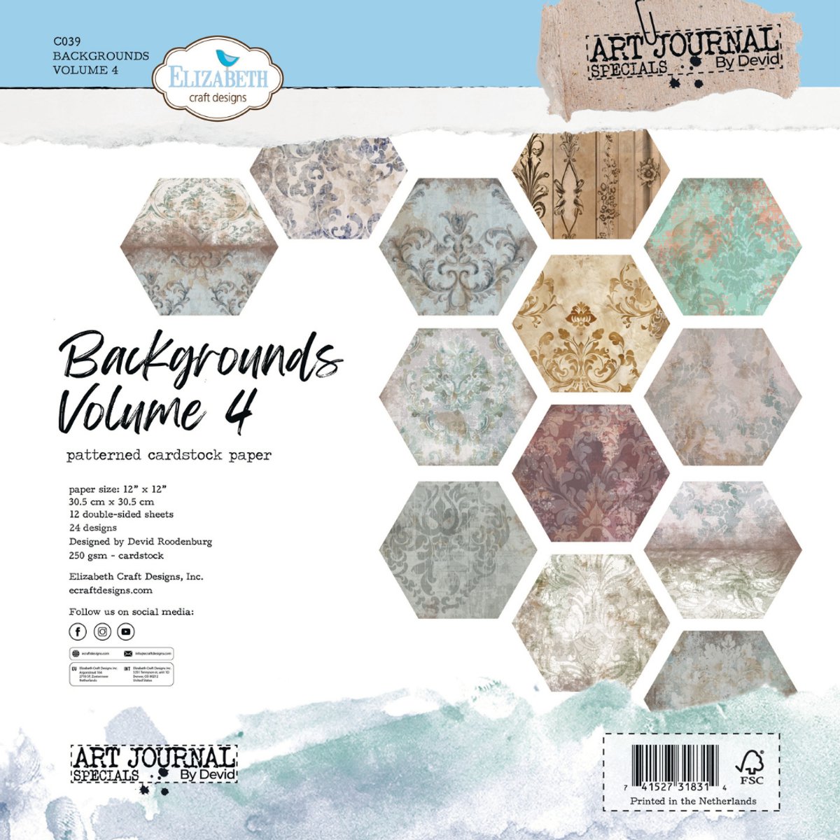 ECD papierblok Backgrounds Volume 4 12x12 dubbelzijdig