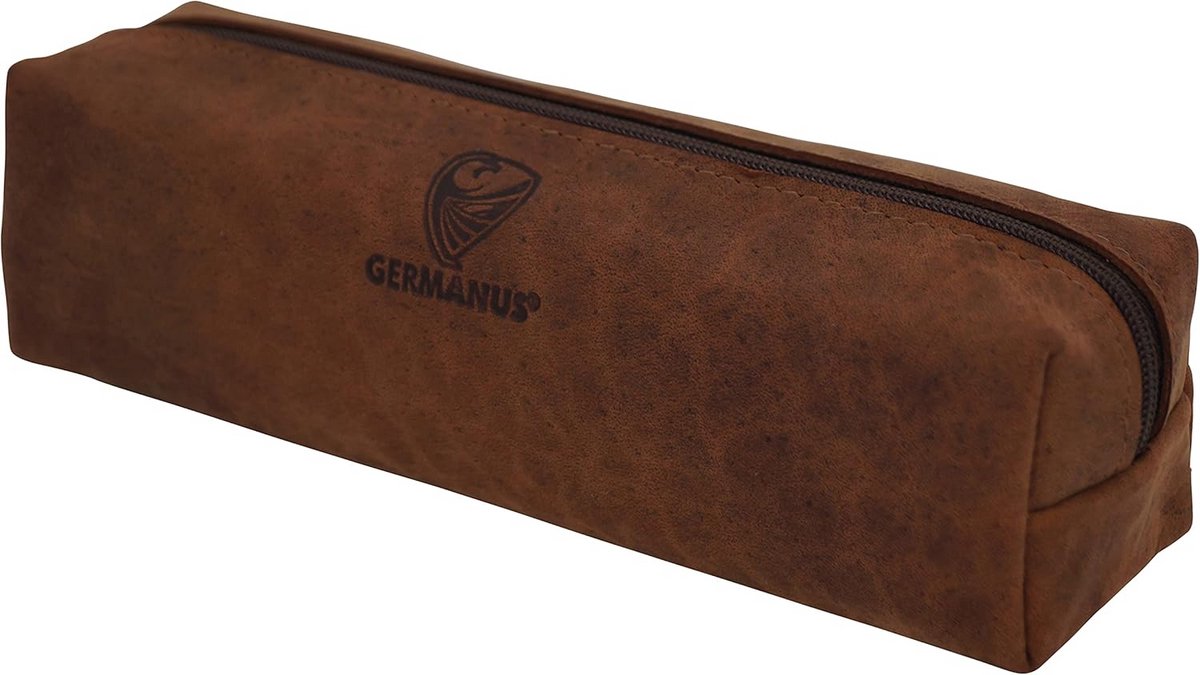 GERMANUS Pencil Case Leather Made in EU (Wild Brown)