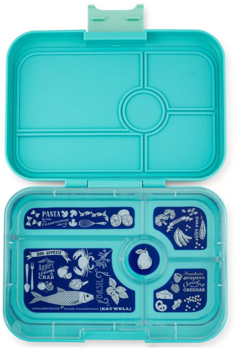 Yumbox Tapas XL - lekvrije Bento box lunchbox - 5 vakken - Antibes Blue / Bon Appetit tray