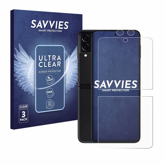 Savvies - Protecteur d'écran pour Samsung Galaxy Z Flip 3 5G (Avant + Caméra) - Film de Protection Transparent (6 Pièces)
