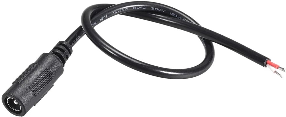 10 stuks gelijkstroom 5,5 mm x 2,5 mm 18 AWG 30 cm lange bus koperdraad voor aansluiting