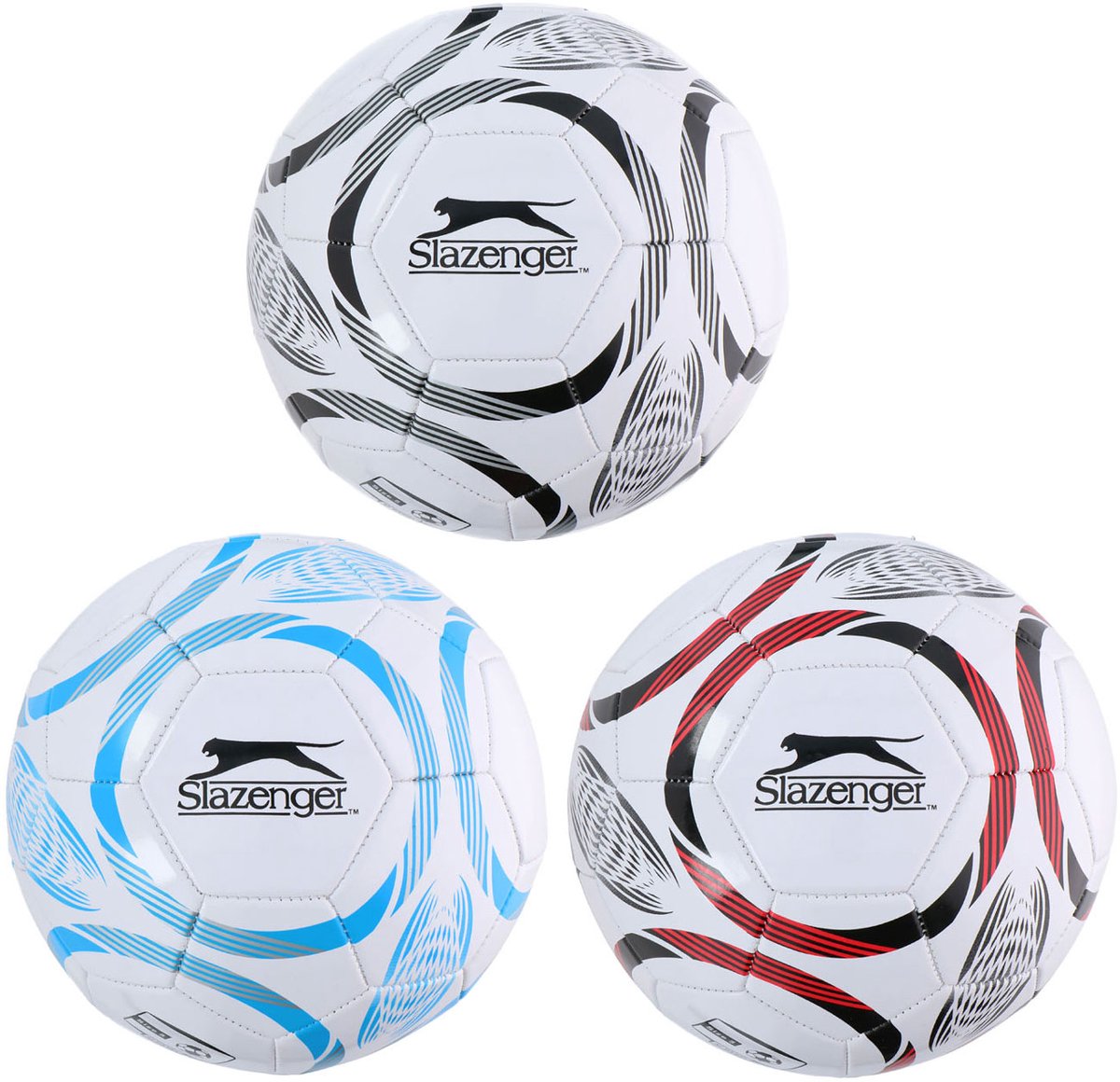 Slazenger Voetbal Maat 5 - Football Size 5 voor Training en Wedstrijd - Voetbal voor Buiten en Sportveld - Assorti Kleuren Zwart, Blauw of Rood - Standaard Voetbalmaat
