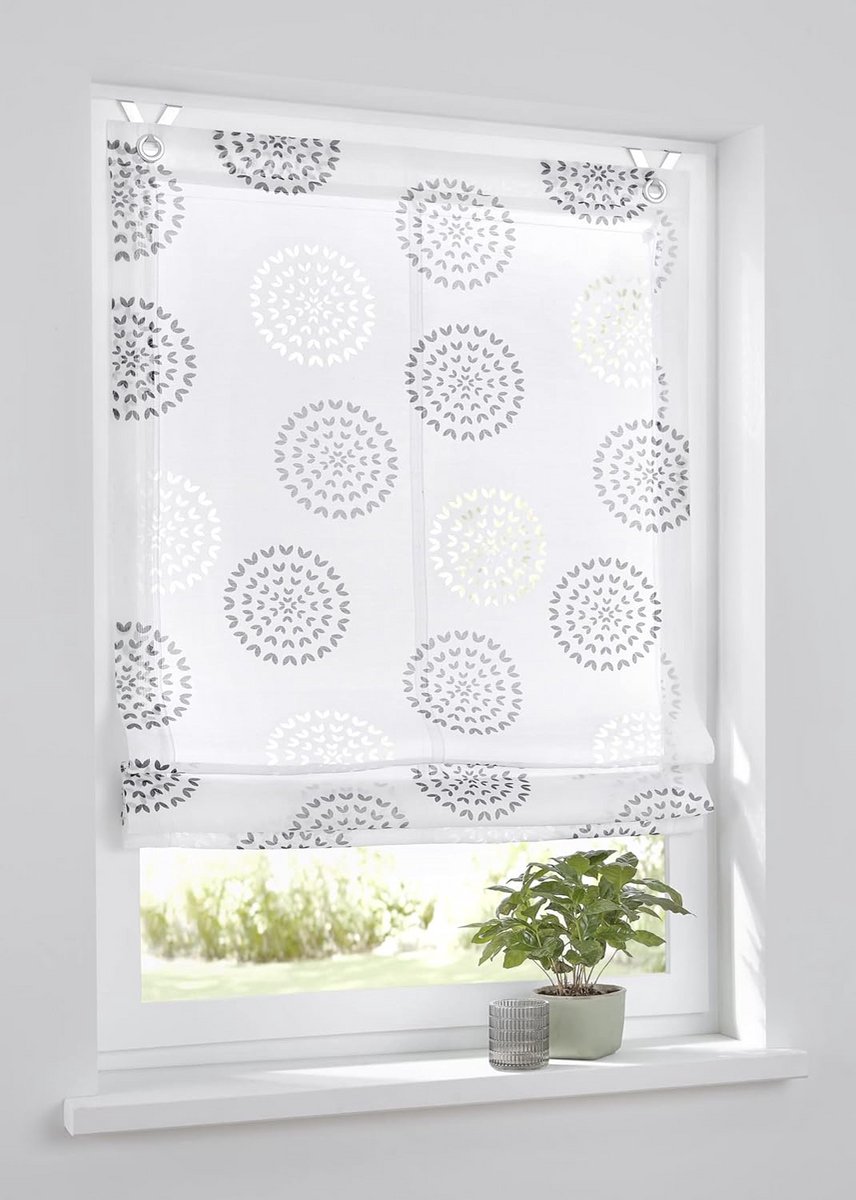 Vouwgordijn met Cirkel Motief zonder Boren - Raambekleding met Ophanghaken