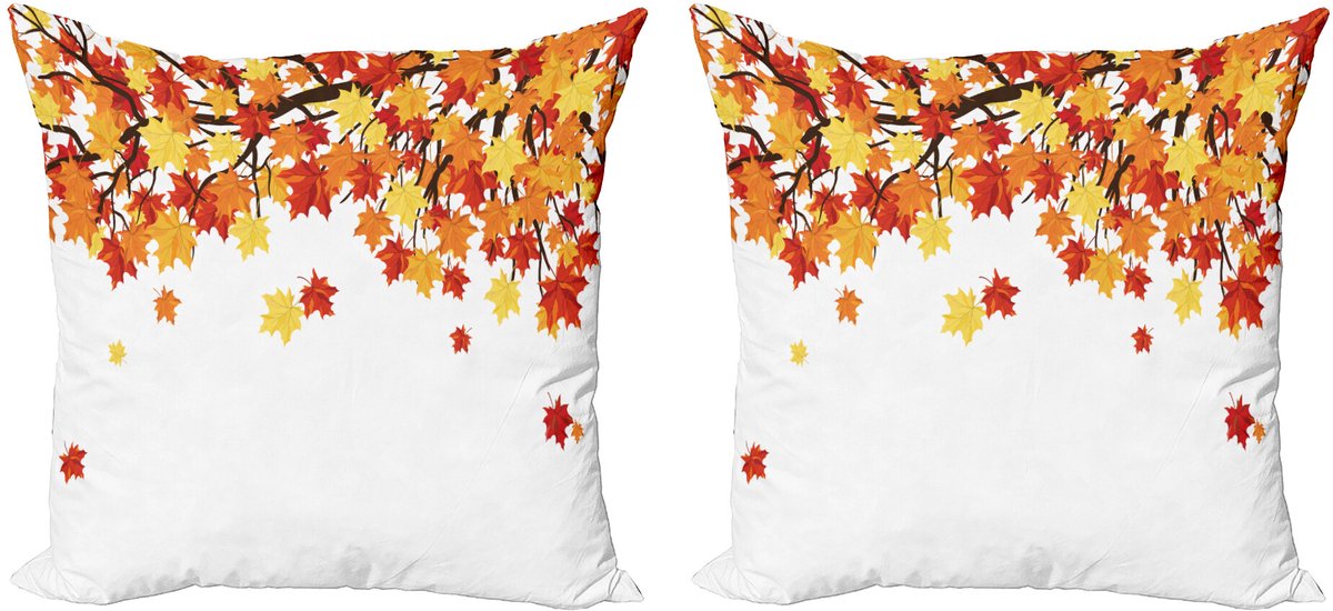 ABAKUHAUS Herfstkussensloopset (2 stuks), Romantisch herfstseizoen, 45 cm, Multicolor Wit Oranje Geel