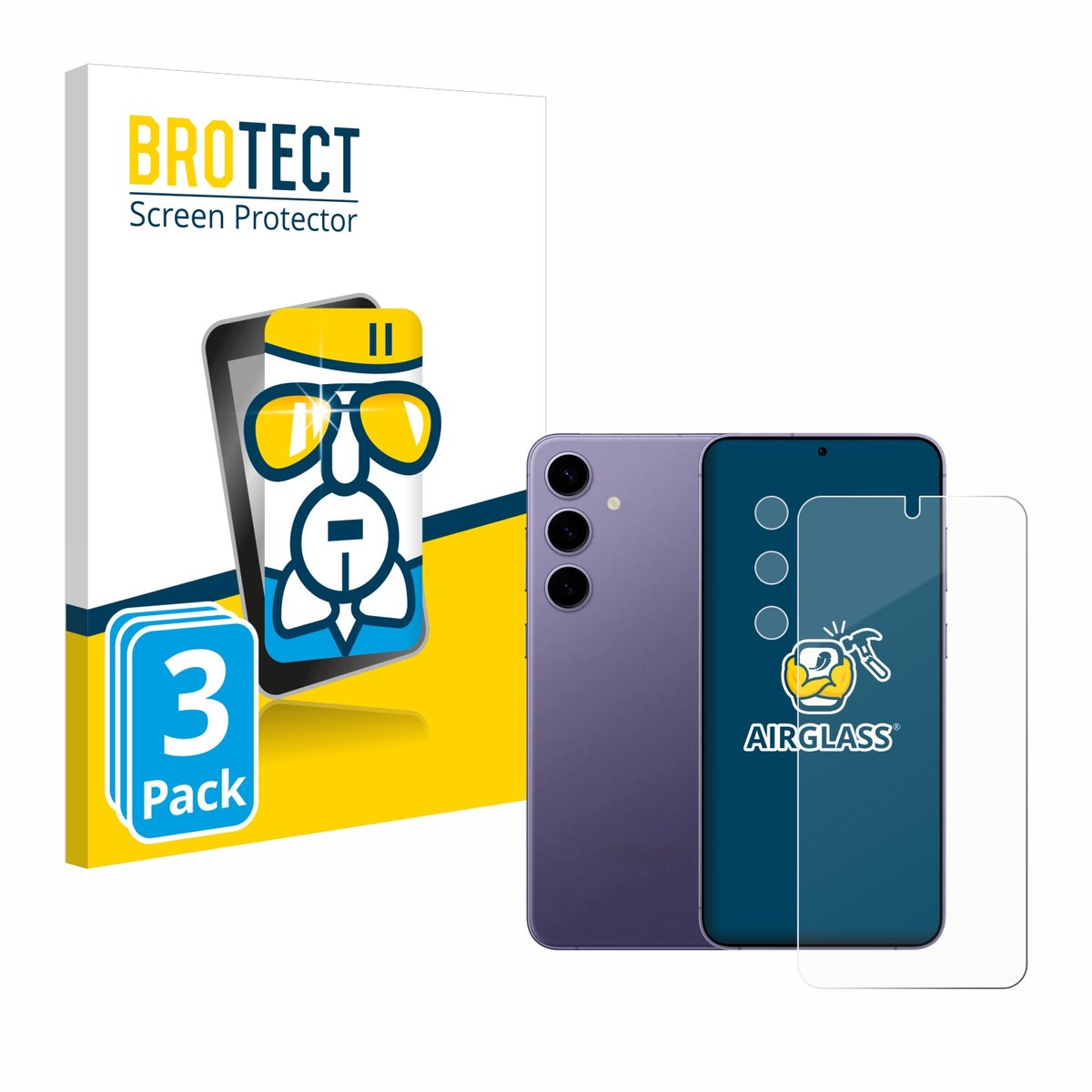 Screenprotector 3 Stuks voor Samsung Galaxy S24 (Voor+Camera) Beschermglas transparant
