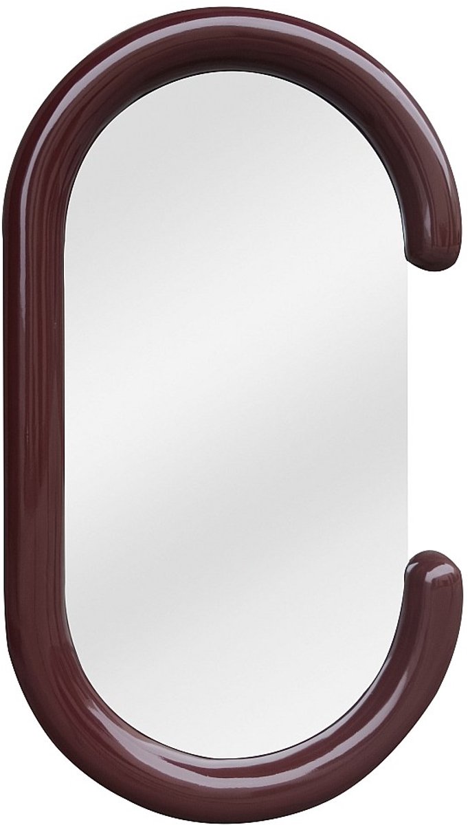 Vente-unique Ovale wandspiegel van paulowniahout - L. 60 x H. 105 cm - Bruin - YALMA