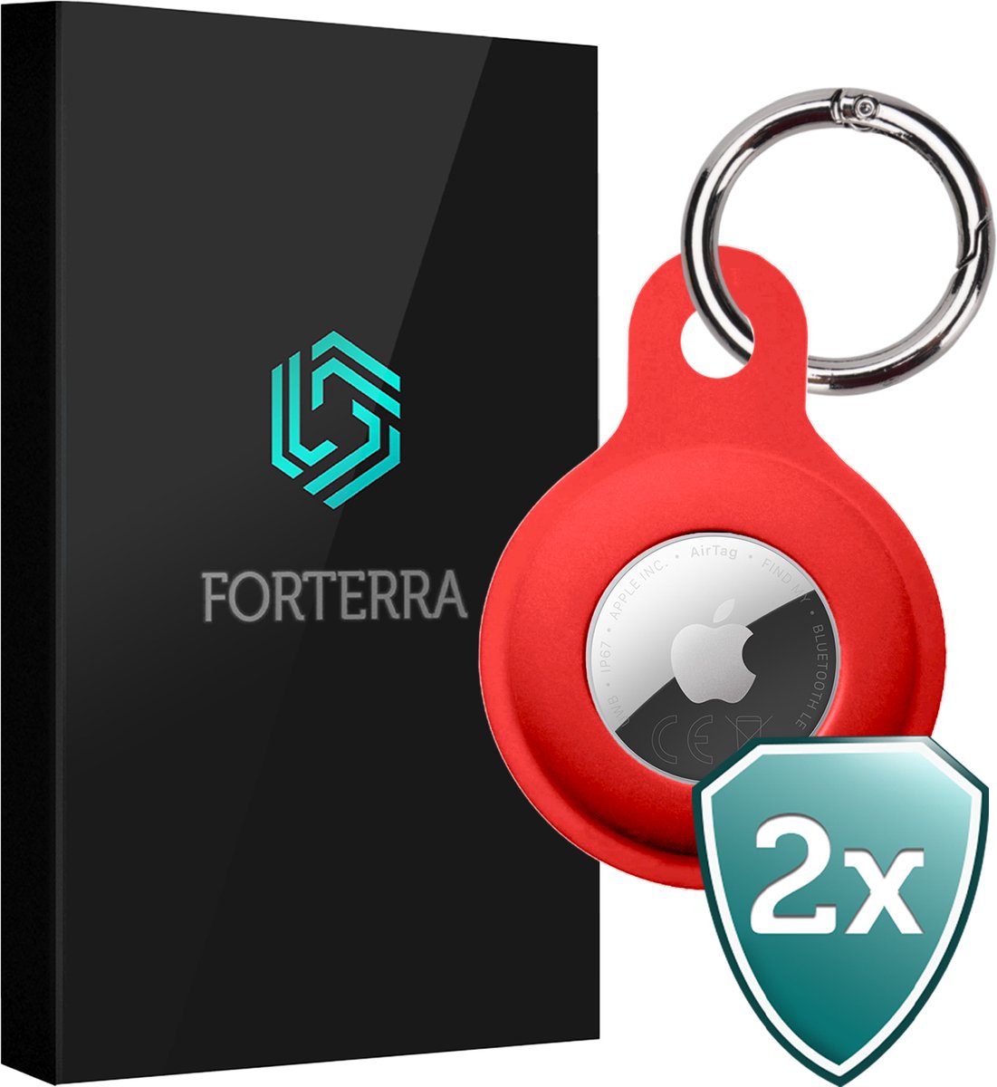 Forterra Sleutelhanger - Geschikt voor Apple AirTag 2e generatie - Houder - Siliconen Hoesje - Rood - 2 PACK