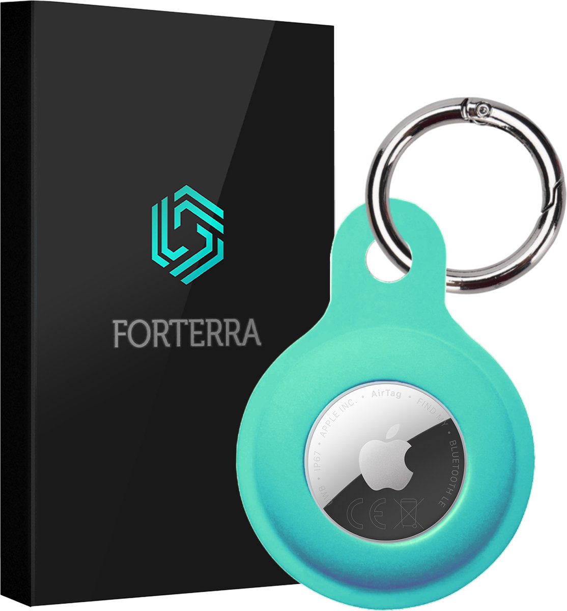 Forterra Sleutelhanger - Geschikt voor Apple AirTag 2e generatie - Houder - Siliconen Hoesje - Turquoise