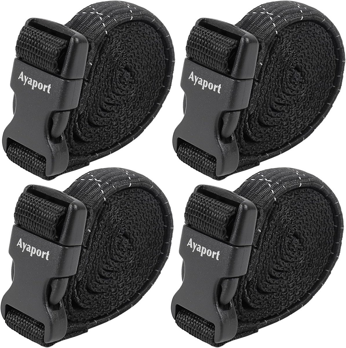 Verstelbare Nylon Spanbanden met Snelsluiting - Set van 4 Zwarte Utility Riemen