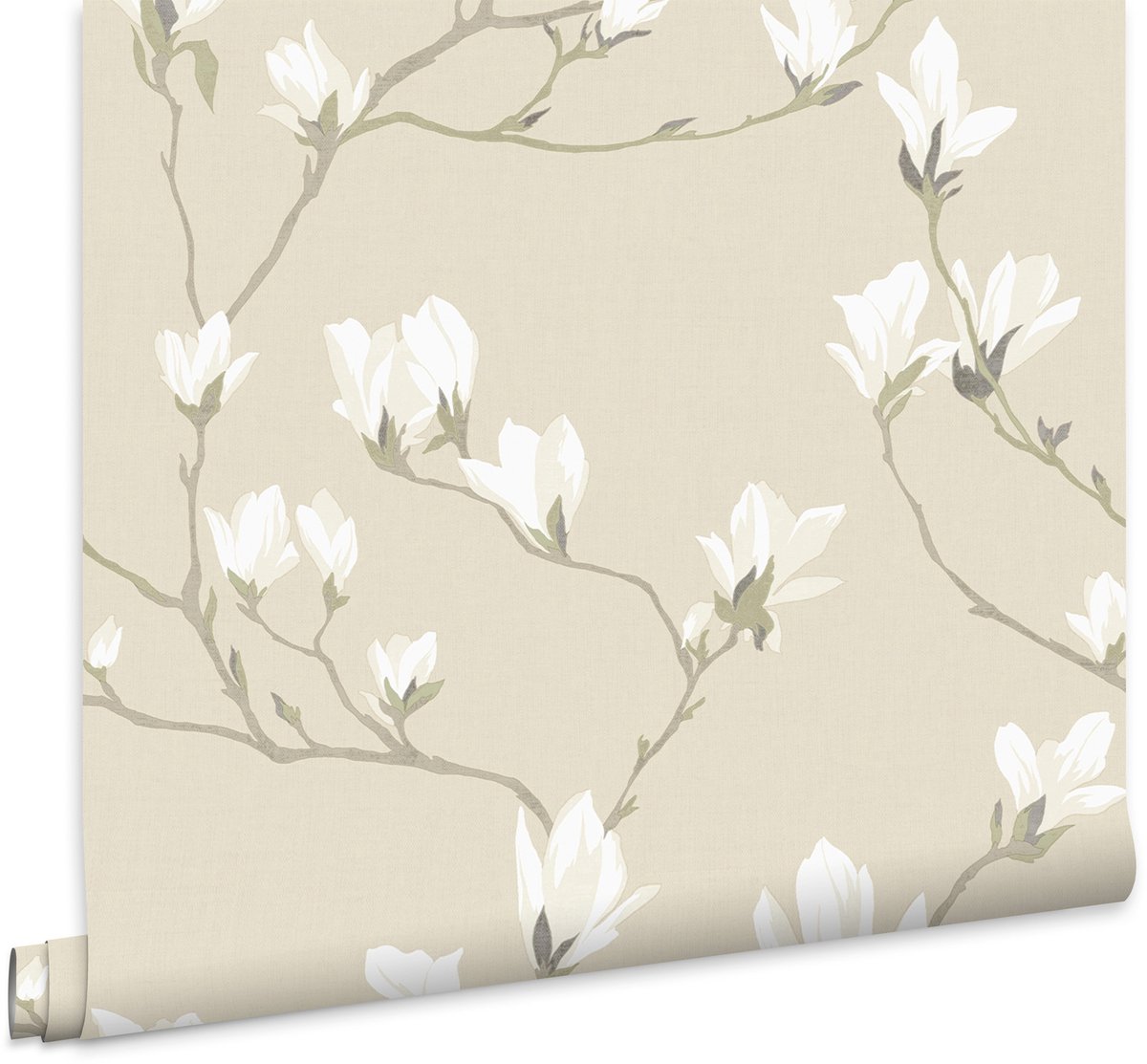Laura Ashley Magnolia Grove Behang - Bloemen - 10mx52cm - Beige