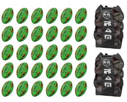 RAM Rugby Gripper 2.0 Pro Trainer – Rugbyballen Bundel – 30x Fluor Groen Ballen (Maat 3) + 2x Breathable RAM® Tassen – Nr. 1 Rugby Brand Europa – Ontworpen in Engeland – Unieke 3D Grip Technologie – Duurzaam