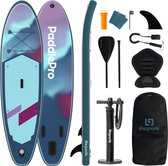 LifeGoods SUP Board Allround Compact - met Zitje - 120 KG Draagkracht - 300 x 76 cm - Opblaasbaar - Compleet SUP pakket - Blauw/Paars