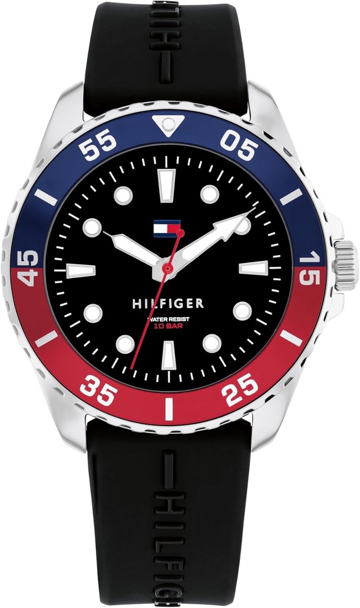 Stijlvol Jongeren Horloge met Zwarte Siliconen Band en Drie Wijzers