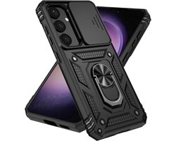Étui Casemania Convient pour Samsung Galaxy S26 - Zwart - Anti-Choc Hybrid Armor Back Cover - Housse avec Kickstand Ring et Protection Caméra