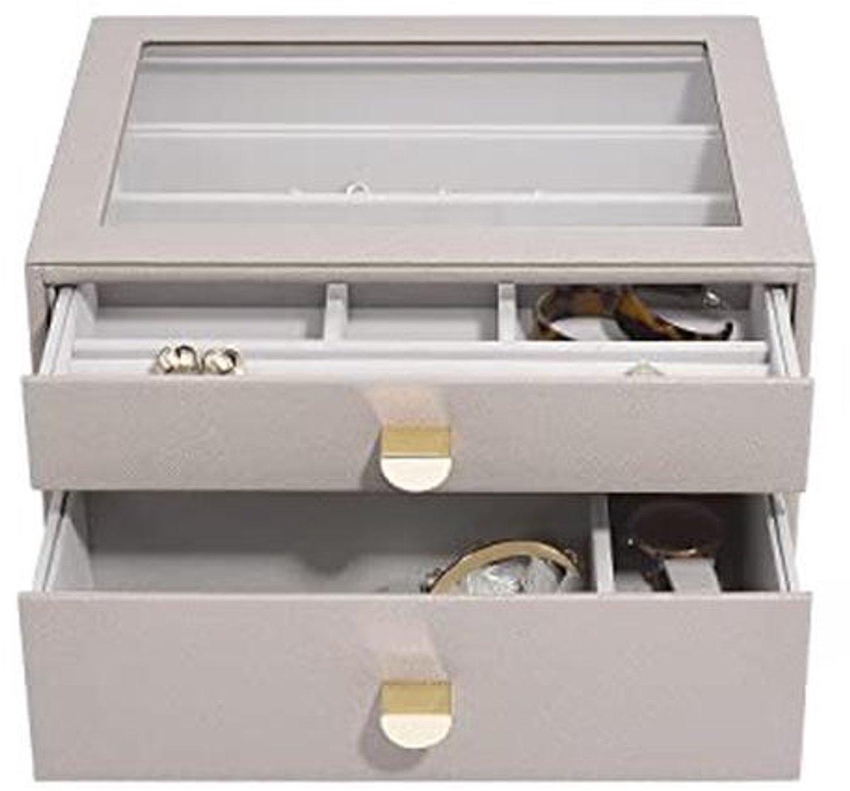Taupe Sieradendoosje Set van 2 met Laden - Perfect voor Juwelen Organisatie
