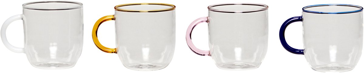 Kiosk Glass Mugs Multicolour (set of 4)