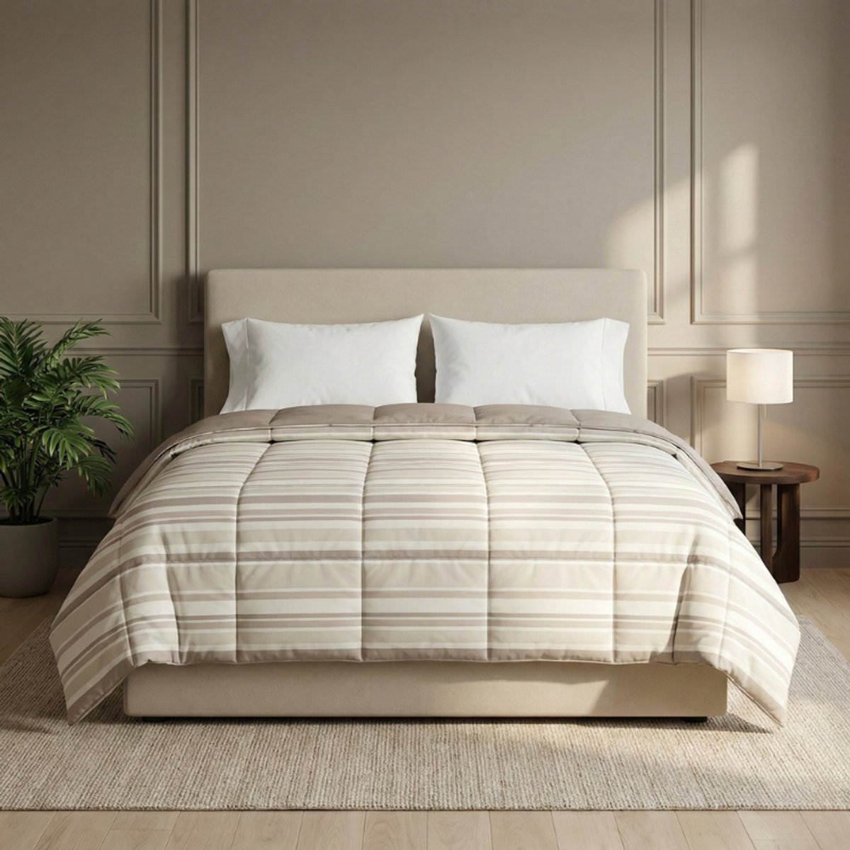 Dekbed-Discounter - Fresh and Co Dekbed Zonder Overtrek 200 x 200 cm - Wasbaar dekbed - Wasbaar op 40 graden - Anti-allergisch - Beige