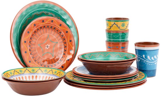 Bo-Camp Servies - Fiesta - 16-Delig - Melamine