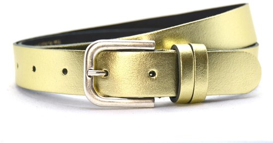 Zwarte leren damesriem met een ronde gesp met monogram