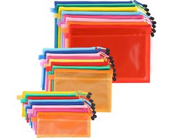 Allecto- Plastic Storage Bags - Document Folders - A4, A5 en A6 - Water-resistant Wallets for Travel Accessories, Cosmetics, School/Office Supplies, Pens/Pencils - Set van 24