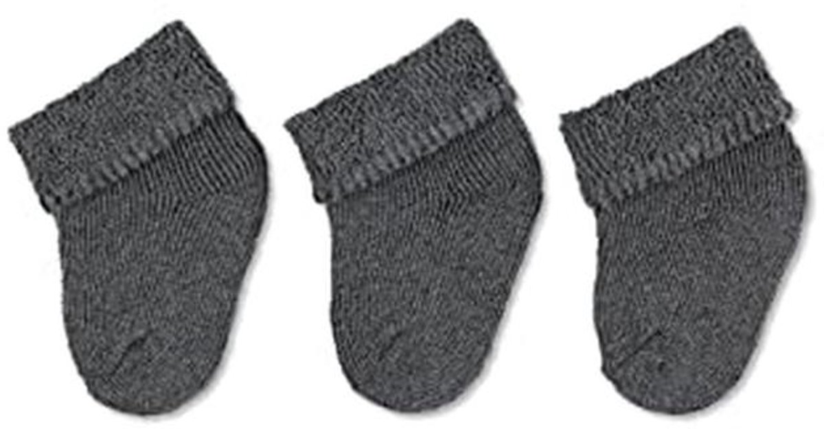 Eerste sokken voor baby's - 3 stuks Antraciet melange