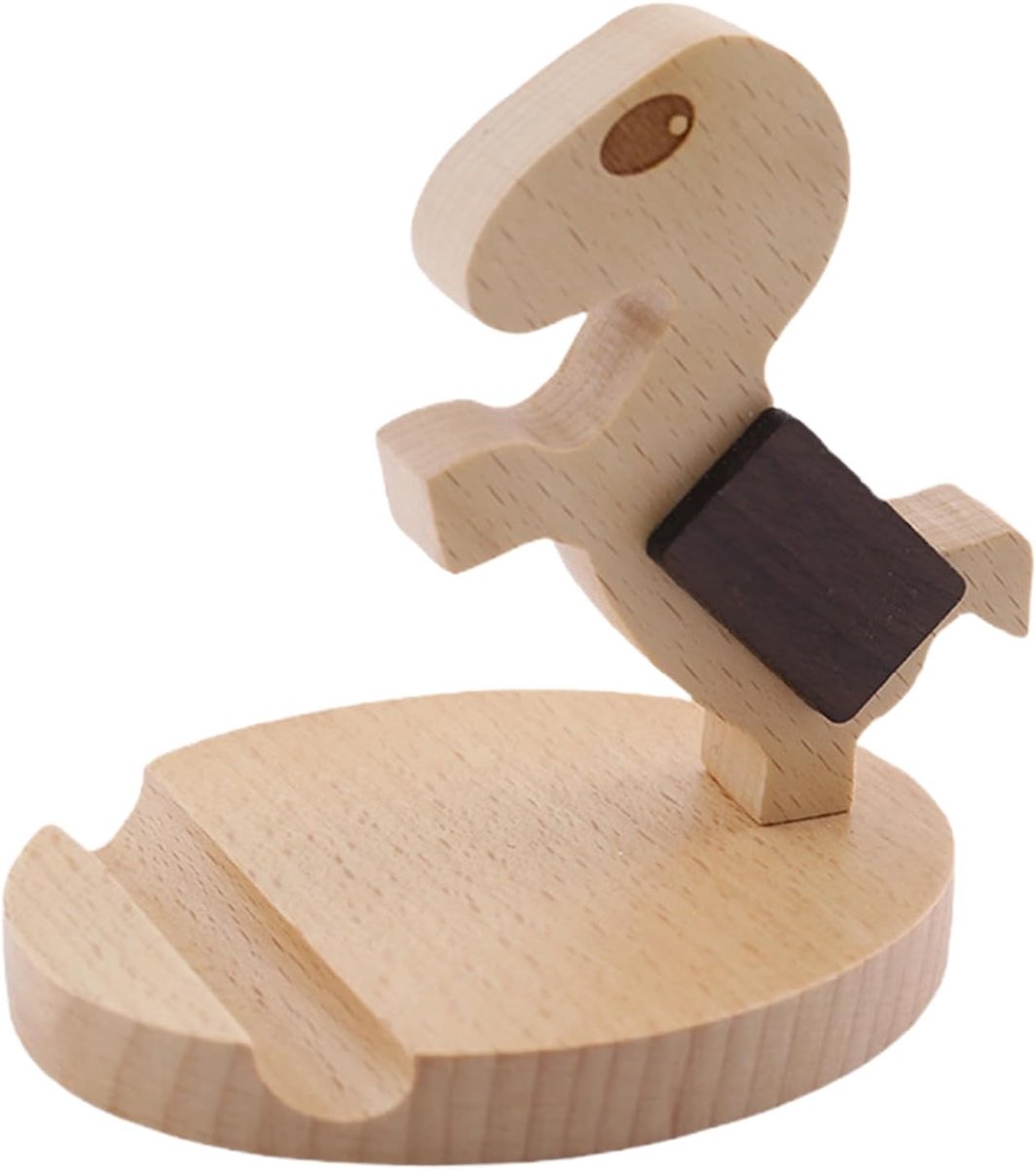 Bureau standaard - Telefoonhouder tafel - Werkplek organiseren - Houten dinosaurus ontwerp - 11 x 10 cm - Hout