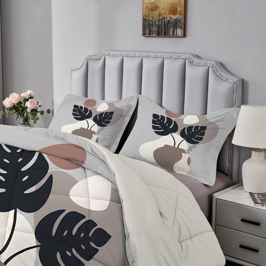 Dekbed - Donsdeken - Alle Seizoenen - Omkeerbaar Ontwerp - 200x220 cm - Lichtgrijs