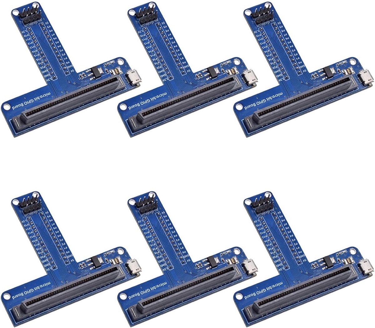 Uitbreidingsadapter Set - T-Type Connectoren - Elektronica Projecten - 6 Stuks Pakket - 65.5 x 73 mm - Blauw