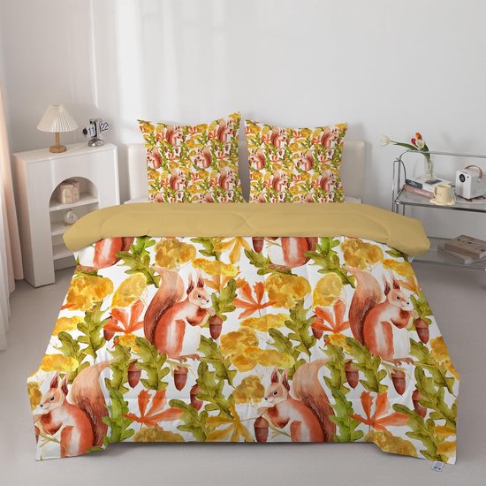 Dekbed 4 seizoenen - Zomer en winter - Heerlijk slapen - Omkeerbaar ontwerp - 200 x 200 cm - Geelgroen