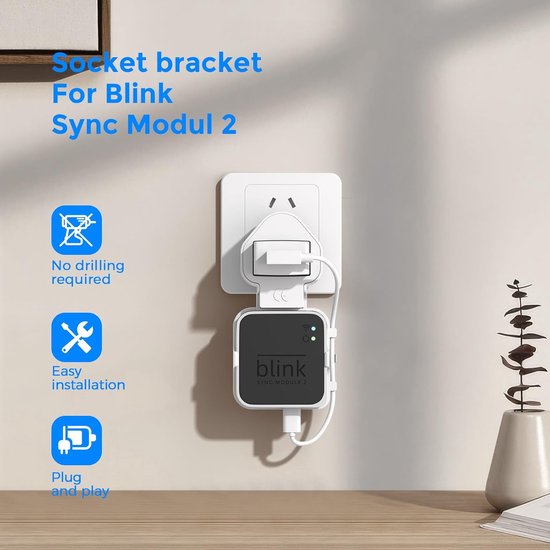 Stopcontact Wandhouder - Stekkerhouder Module - Veiligheid Camera - Boorvrij Montage - Ruimtebesparend Ontwerp - Wit — afbeelding 2