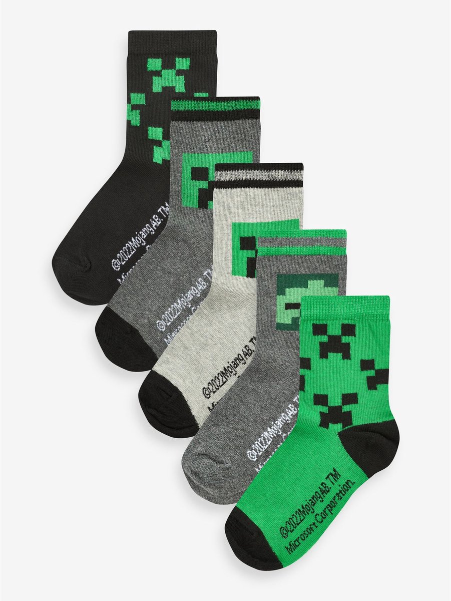 Next - Jongens - Set van 5 paar katoenrijke sokken met gelicenseerde figuurtjes - Groen