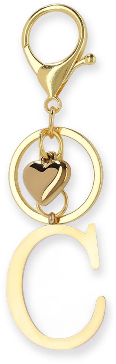 Manfield - Dames - Goudkleurige bag charm letter C - Maat 1