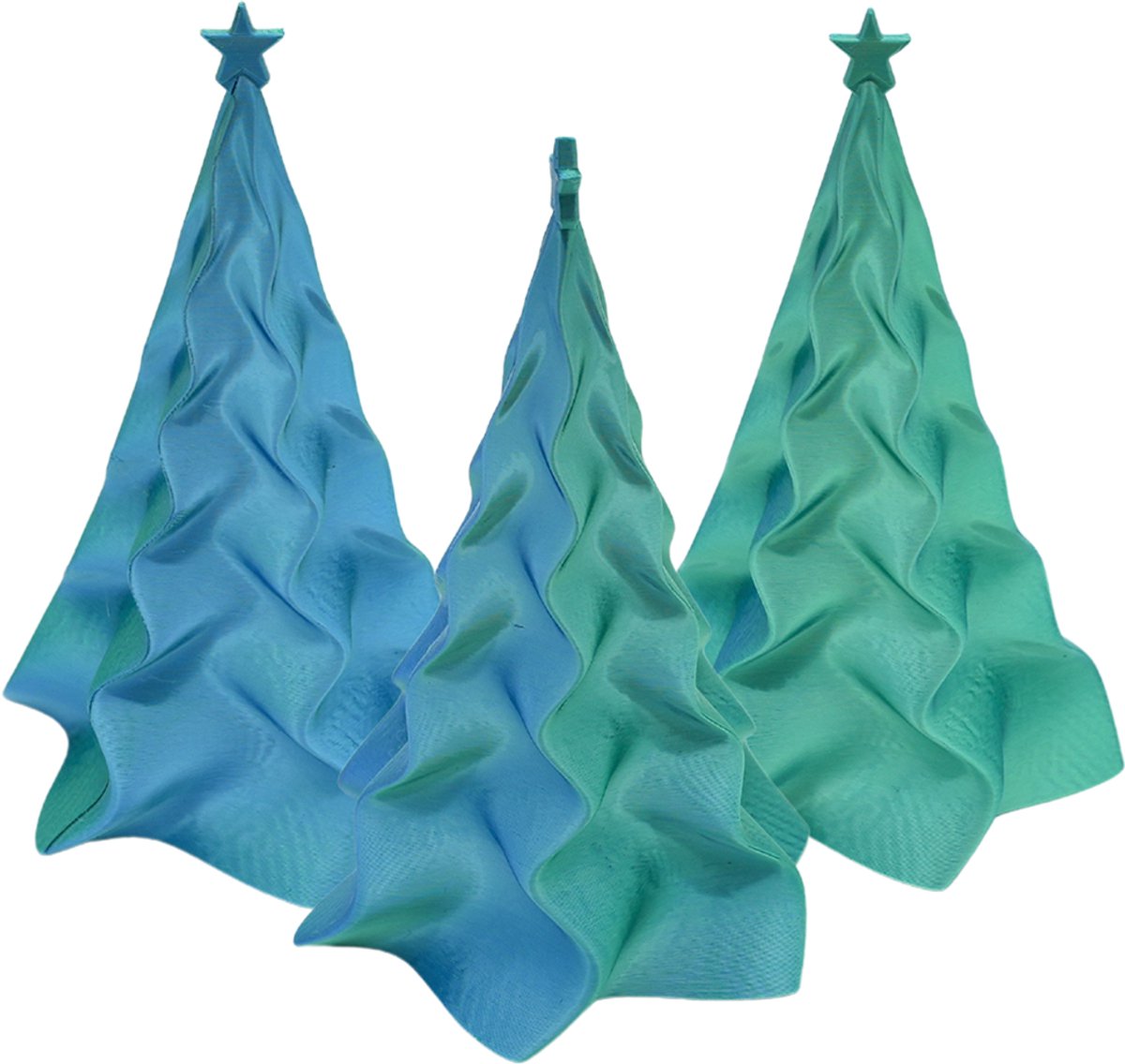 Organische kerstboom – Decoratief object - Blauw / Groen - 3d geprinte object – Winter woondecoratie – 15CM