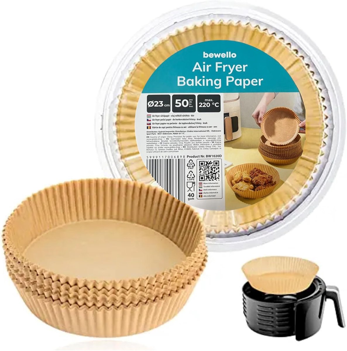 Airfryer Bakpapier - Wegwerp Bakjes - Gemakkelijk Bakken - XXL Formaat - 23 cm Rond