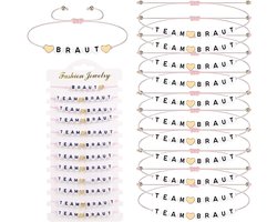 Bruidsfeest Armbanden - Team Bruid Set - EVJF Vieren - 12 Stuks Inclusief - 19.7 x 8.2 cm