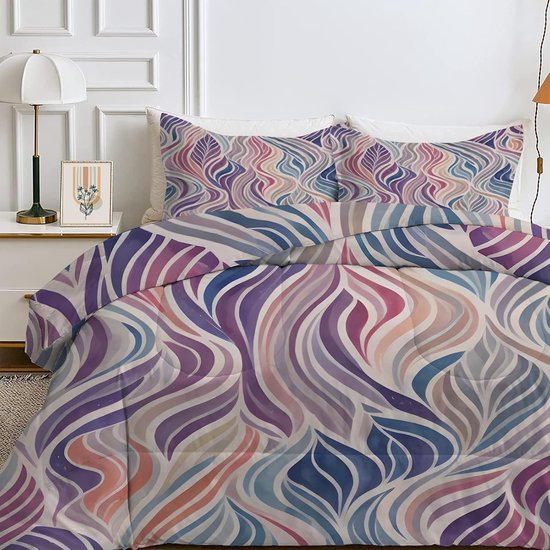 Dekbed Zonder Overtrek - Gestreept Dekbed - Alle Seizoenen - Zelfnivellerende Vulling - 155 x 220 cm - Paars