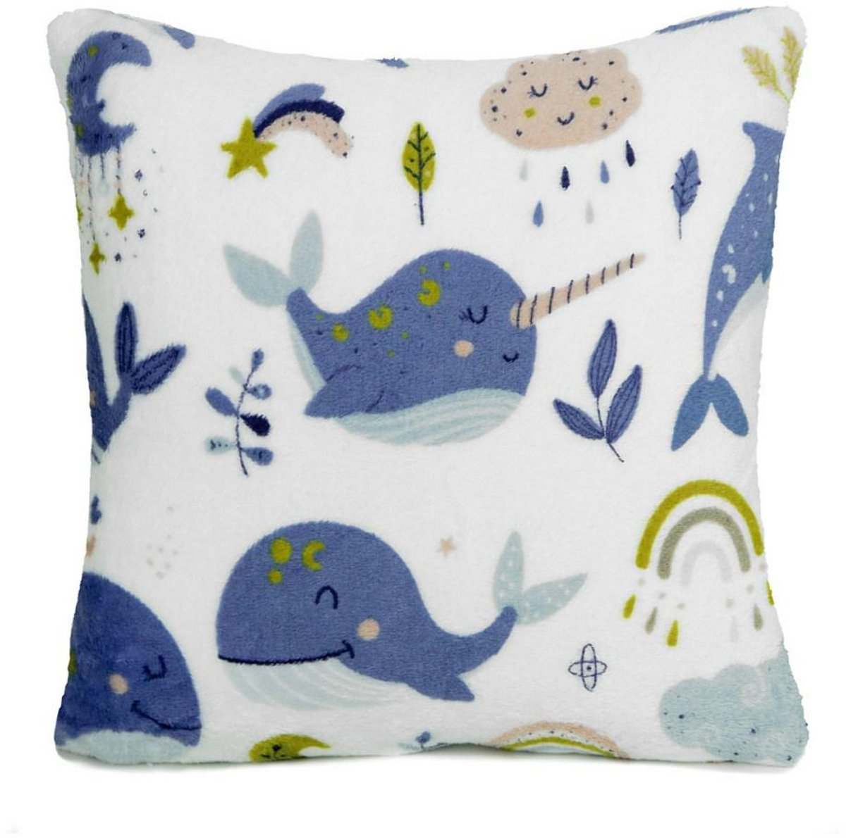 Domarex Kids - Kussen - 40x40 cm - Microflanel - Wit Blauw