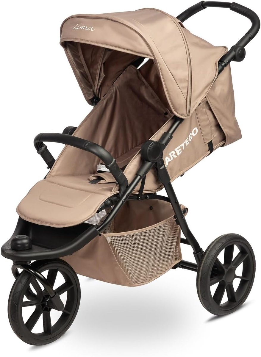 Lichtgewicht Kinderwagen - Reisbuggy Peuters - Actieve Gezinnen - 3 Wiel Wendbaar - 110 x 60 x 112 cm - Zandkleur