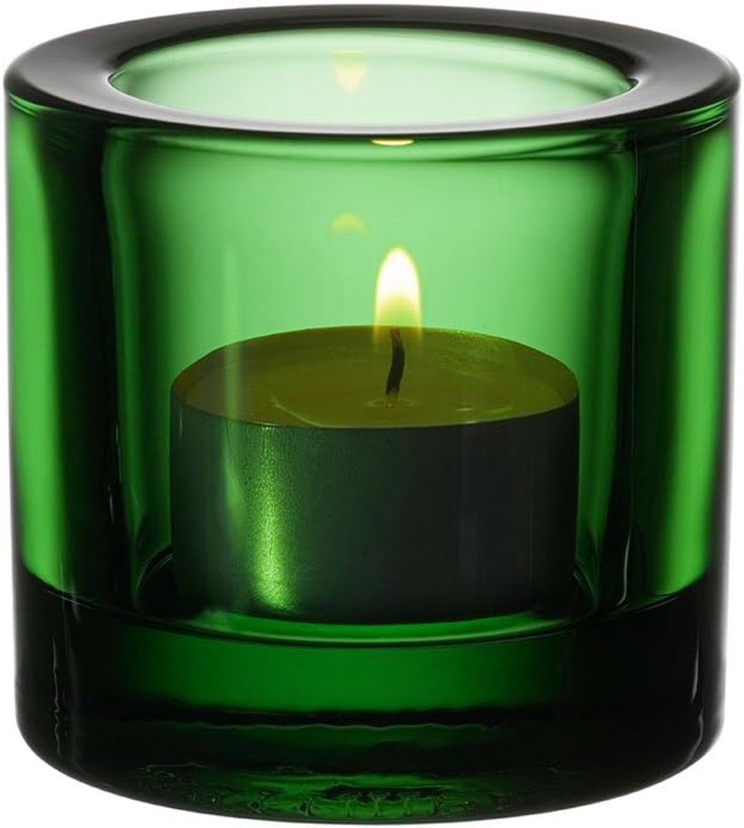 Theelichthouder Glas - Sfeerverlichting Windlicht - Gezelligheid Creëren - Massief Glas Ontwerp - 6cm Diameter 6cm - Groen