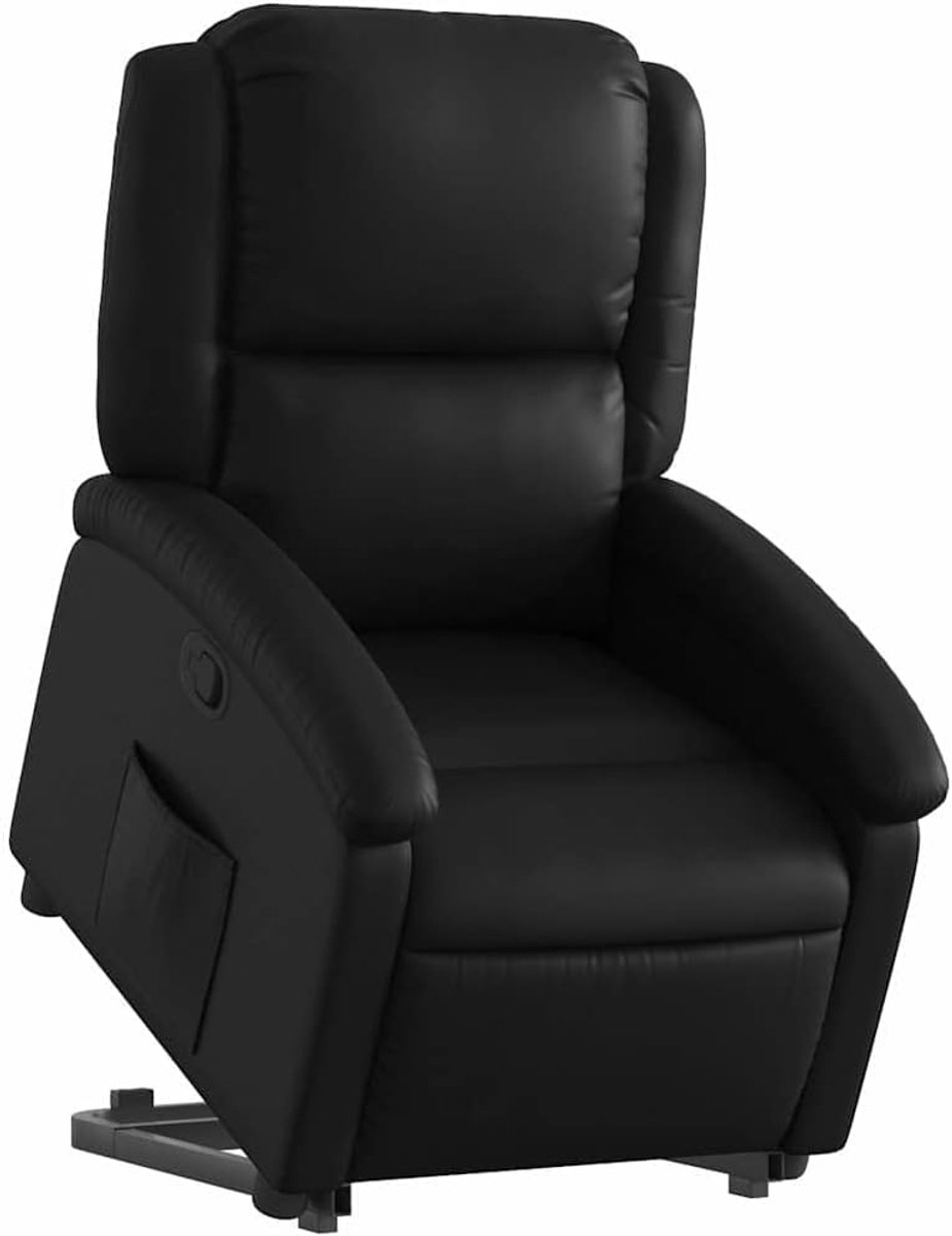 Opstastoel Kunstleer - Fauteuil Relaxstoel - Gemakkelijk Opstaan - Elektrische Hulp - 71x86x99cm - Zwart