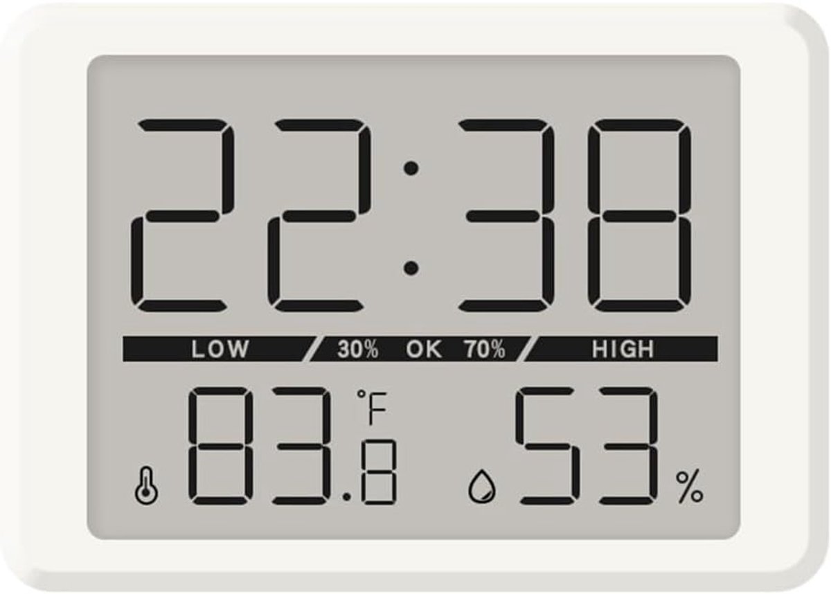 Digitale Wekker - Omgevingsmonitor Klok - Temperatuur Vochtigheid - Magnetische Zuigkracht - 10.5x7.5x2cm - Wit