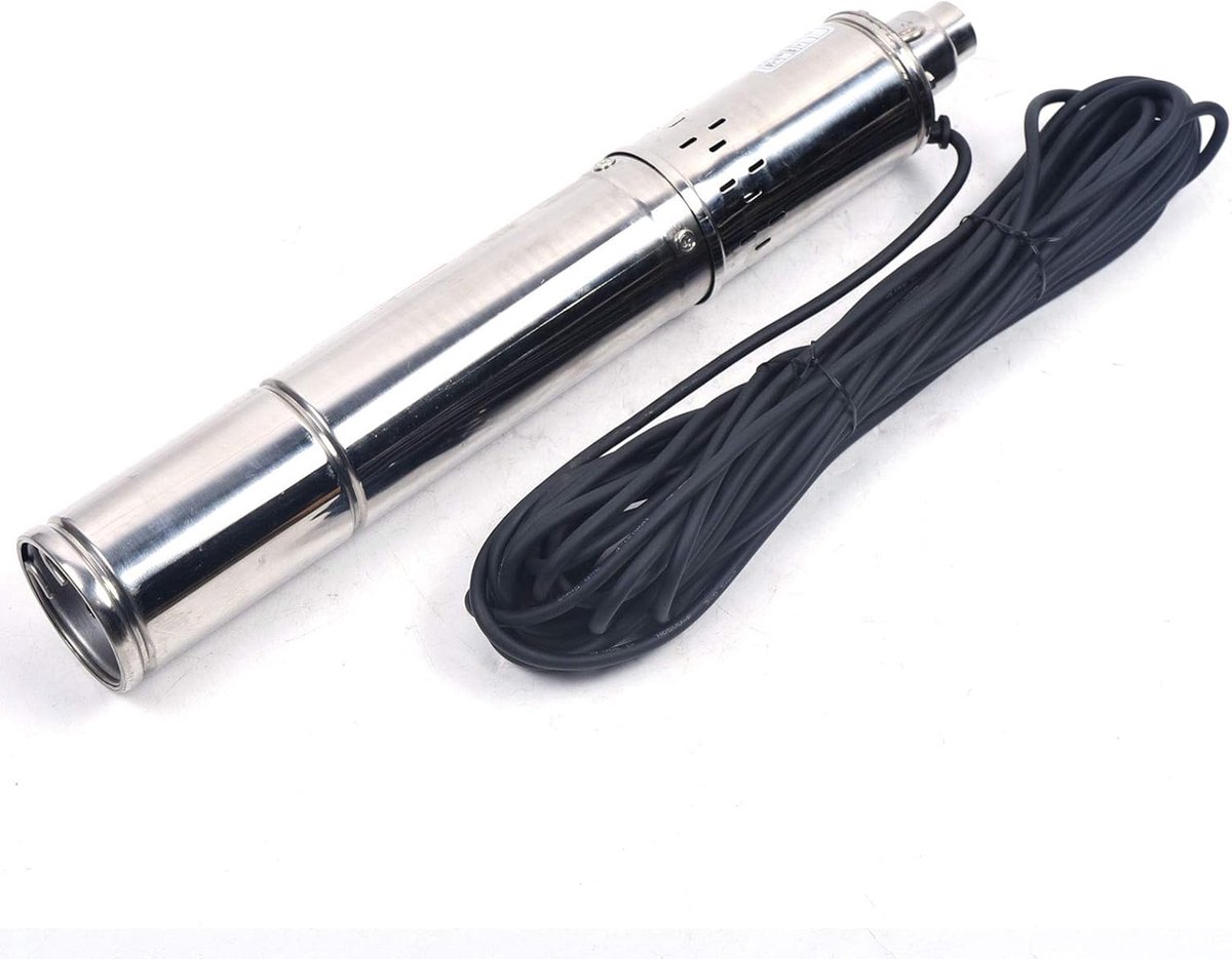 Bronpomp 500W - Waterpomp Dompelpomp - Watervoorziening Drainage - 100m Opvoerhoogte - 3.5 inch - Zilver