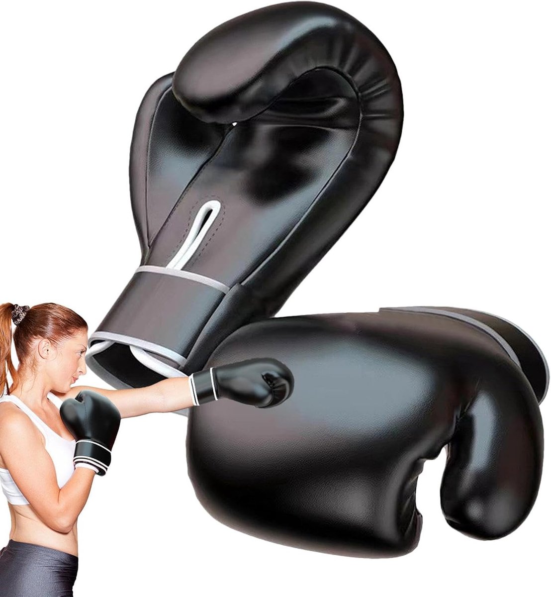 Bokshandschoenen - Kickbokshandschoenen Trainingshandschoenen - Sparring en Training - Duurzaam PU-kunststof - 200 Gram per stuk - Zwart