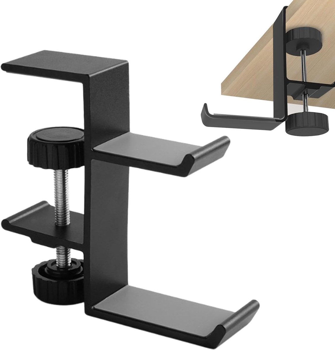 Hoofdtelefoonhouder Bureau - Hanger Kapstok - Bureau Organisatie - Ruimtebesparend Ontwerp - 9.8 x 9.6 x 2.8 cm - Zwart