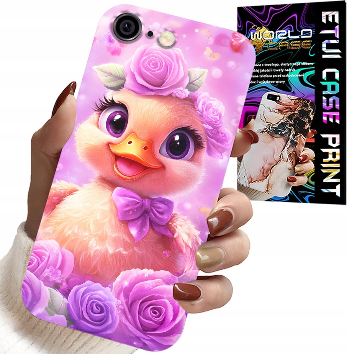 HOESJE VOOR IPHONE 6 / 6S - SCHATTIG EENDJE OP EEN ROZE ACHTERGROND