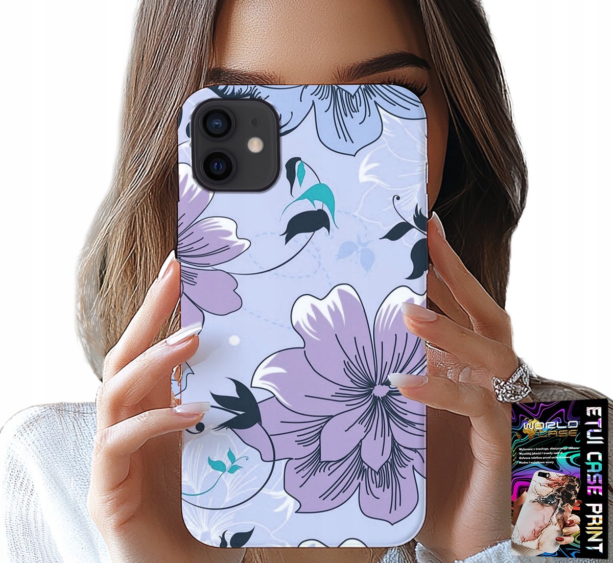 iPhone 12 Mini hoesje - Bloemen, trendy patronen, achterkant