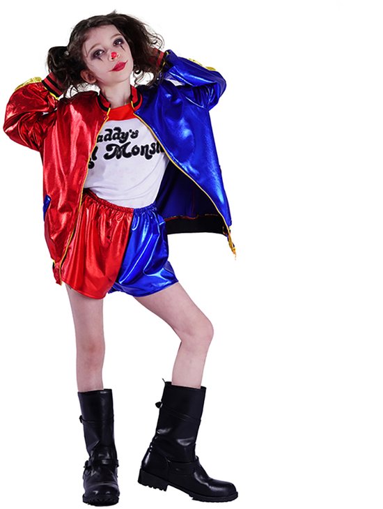Harley Quinn kostuum kind - Halloween kostuum kind - Carnavalskleding - Carnaval kostuum - Meisjes - 7 tot 9 jaar