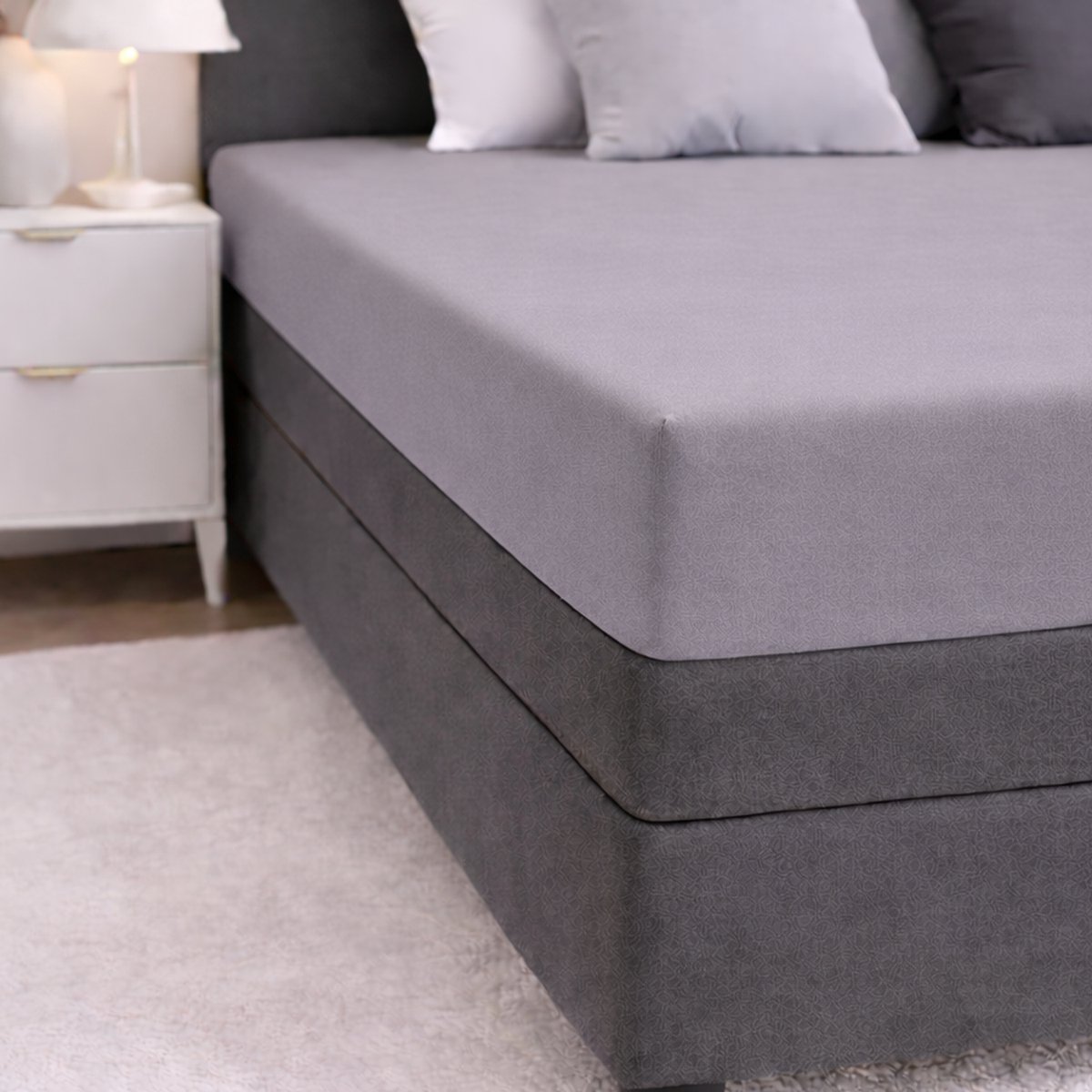 24-Bedding - Duopak 2 stuks !! - Jersey Hoeslaken - 100% katoen - 1 persoons - 80x210 cm - zilver Grijs - 30 cm